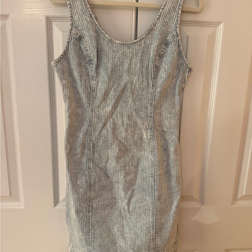 Guess Light Blue Striped Mini Dress